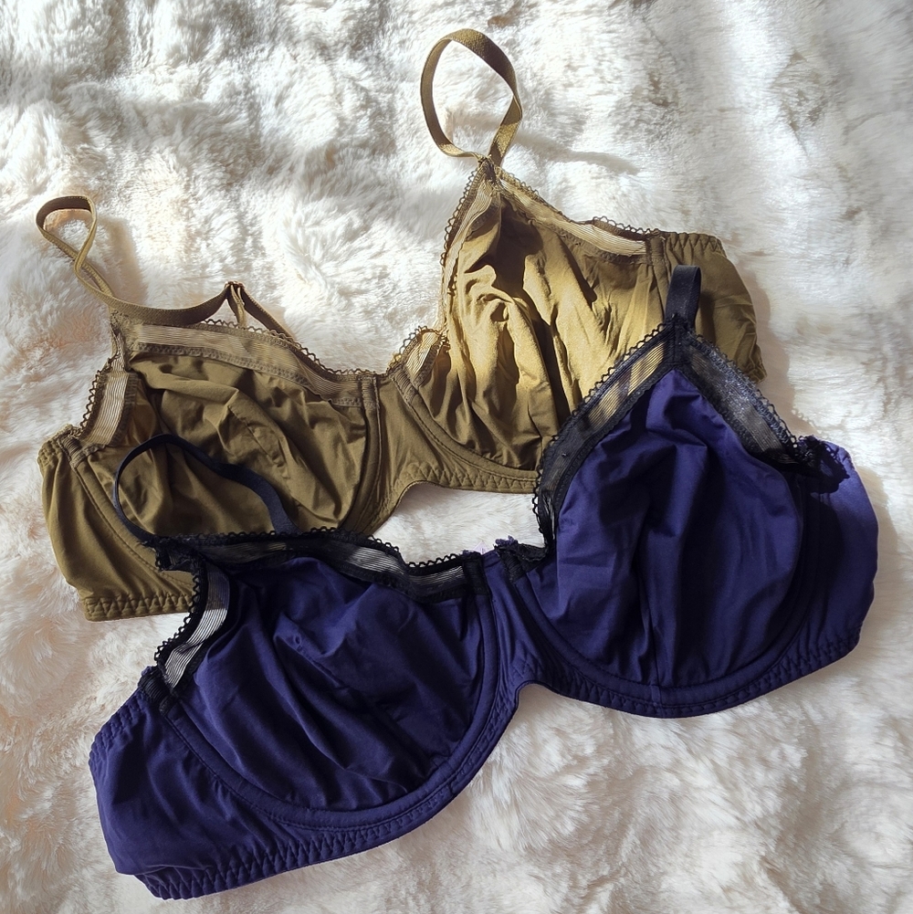Savage X Fenty Lace Trim Bras - Olive Green and Navy Blue